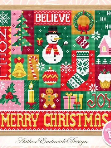 Christmas sampler cross stitch pattern PDF download Xmas cross stitch chart, Merry christmas pattern digital PDF, Christmas ornament #N143 $5.50