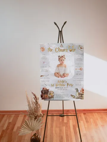 The Chosen One Birthday Party; Milestone Board Wizard Birthday Party; Magic School 1st Birthday; Editable Wizarding World Milestone Sign; W8 $11.62