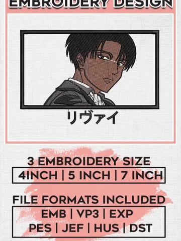 Levi Ackerman Embroidery Files / Attack on Titan Embroidery Designs / Anime Machine Embroidery Digital Download EMB_ANIME_91 $6.99