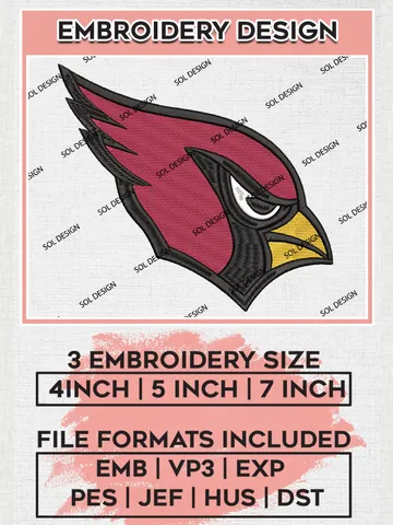 Cardinals NFL Logo Embroidery Designs, Arizona Cardinals Football Embroidery files, NFL Teams, Machine embroidery designs, Digital Download | EMB_SPORT_40 $6.99