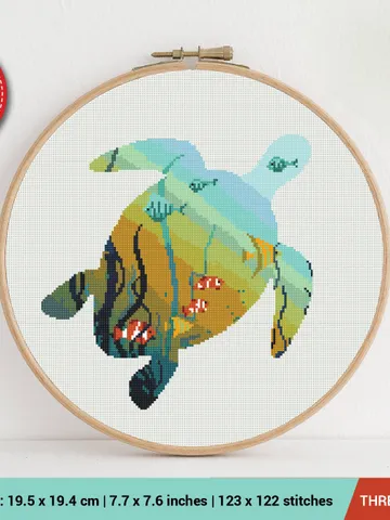 Sea Turtle Cross stitch pattern | Embroidery Pattern | Instant Download | Embroidery Designs $5.94