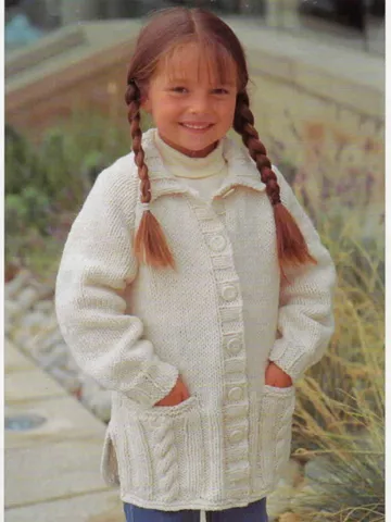 Cardigan children chunky knitting pattern collar pockets cardigan kids jacket pdf $6.68