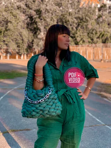 Chunky bag knit pattern PDF and video tutorial, crochet handbag, shoulder purse, vegan knit crossbody, retro style, mini tote $3.50