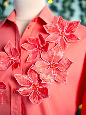 Volumetric flowers for decoration using applique technique machine embroidery design $8.08