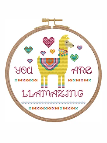 Love Valentine Llama cross stitch pattern words Modern Easy beginner xstitch chart PDF phrasa You are llamazing