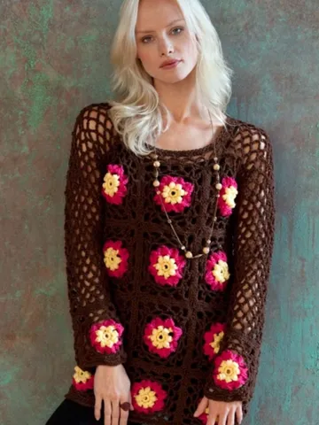 Crochet pattern sweater, summer sweater, women sweater, flower sweater, pattern pdf $6.68