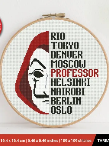 Salvador Dali Mask La Casa De Papel Money Heist Cross stitch pattern | Embroidery Pattern | Instant Download | Embroidery Designs $5.94