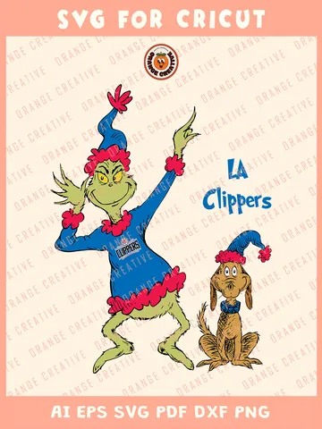 NBA LA Clippers x Grinch Svg Files, Grinch Svg Designs, NBA LA Clippers Team SVG for cricut, Basketball Team Svg Files for Cricut, Png, Dxf, Digital Download