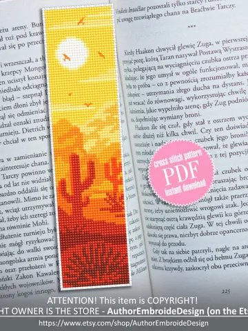 Bookmark nature cross stitch pattern digital PDF Handmade bookmark landscape embroidery beginners Instant download Gift for book lover #B15 $4.40