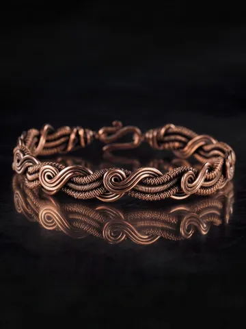 Woven copper wire bracelet Antique style handcrafted copper jewelry Unique gift $55.00
