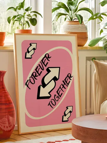 Forever Together play Reverse Card Wall Art Funny Meme Poster Digital Download Pink Black Typography Pop Culture Print Game Room Meme Decor $2.46