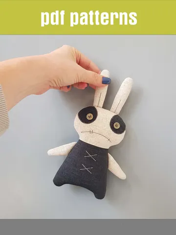 Rabbit sewing pattern PDF (name Barbus), digital tutorial in English, Halloween doll sewing Diy $6.99
