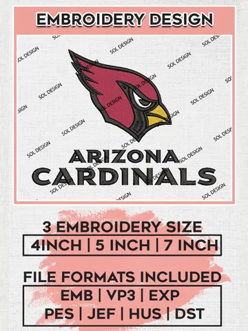 Arizona Cardinals Logo Embroidery Designs, NFL Cardinals, NFL Embroidery Designs, NFL Arizona Cardinals Machine Embroidery Design, Digital Download