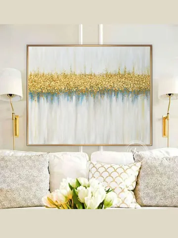 Gold and White Abstract Wall Art Gold leaf Oil Painting on Canvas Abstract painting Above bed decor $275.00