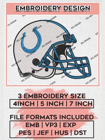NFL Indianapolis Colts Helmet Embroidery Designs, NFL Colts, NFL Embroidery Designs, NFL Indianapolis Colts Machine Embroidery Design, Digital Download