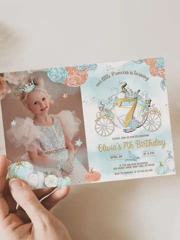 DIY Cinderella Birthday Invitation; Girl Birthday Princess; Princess Cinderella Royal Ball;Editable Template; Girl Invitation Birthday Party $12.78