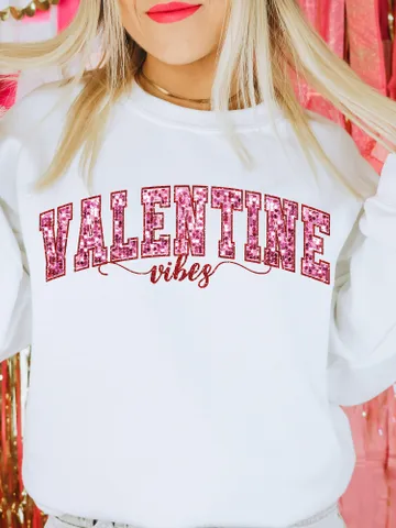 Faux Sequin Valentine Vibes Valentines Sublimation Design, Valentine’s Day Digital Design, Glitter PNG, Love, Valentines, trendy pink vday $3.34