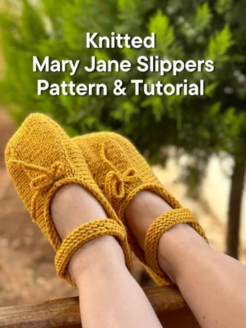 Knitted Slippers Mary Jane Cozy Pattern Socks & Tutorial with photo ENG $4.06