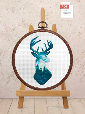 Deer Cross Stitch Pattern, Animal Cross Stitch, Embroidery Deer, Watercolor Deer Silhouette Cross Stitch, Modern Cross Stitch #anm019 $4.00