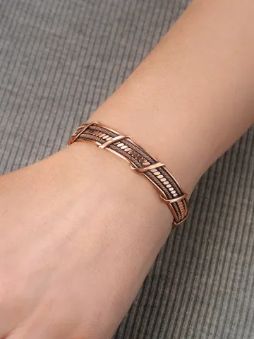 Wire wrapped bracelet, Unique 7th 22nd Anniversary gift idea, Art Nouveau antique style, One of kind braided statement bangle, Handmade oxidized pure copper jewelry, Pain relief, EMF protection $52.00