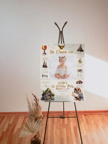 The Chosen One Birthday Party; Milestone Board Wizard Birthday Party Magic School Birthday; Editable Wizarding World Milestone Sign; Wiz1320 $11.62