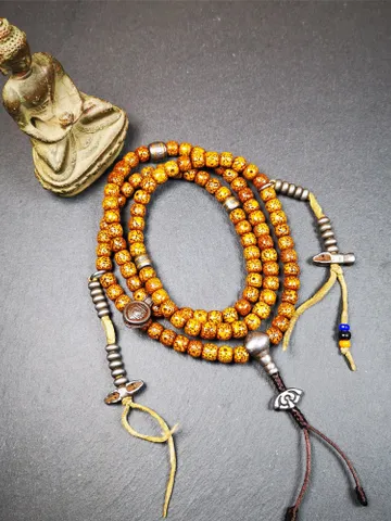 Gandhanra 108 Tibetan Lotus Seed Beads Mala,Prayer Beads Necklace,Rosary Beads for Meditation,Diameter 0.32", Circumference 30" $199.99