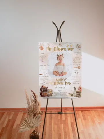 The Chosen One Birthday Party; Milestone Board Wizard Birthday Party; Magic School 1st Birthday; Editable Wizarding World Milestone Sign; W7 $11.62