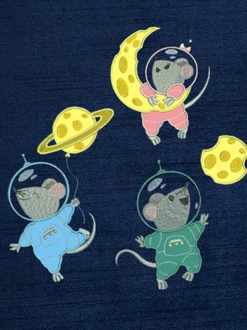 Mices in space set of machine embroidery designs digital embroidery pattern Animal Machine embroidery motif Cute embroidery pattern $10.39