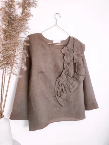 Ruffled linen blouse