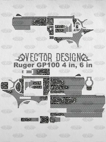 VECTOR DESIGN Ruger GP100 4 in, 6 in Scrollwork and scales $100.00