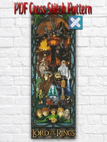 Lord Of The Rings Cross Stitch Pattern / Hobbit Cross Stitch Pattern / Lord Of The Rings Stained Glass / Printable PDF $5.00