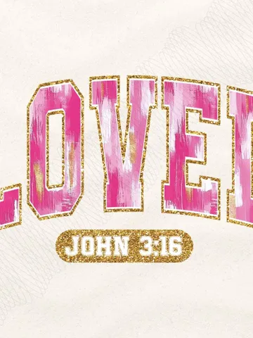 Christian Valentines Png, Loved John 3:16 Png, Bible Verse Png, XOXO Png, Brushstroke Valentine Png, Checkered Varsity Png, Digital File $3.34