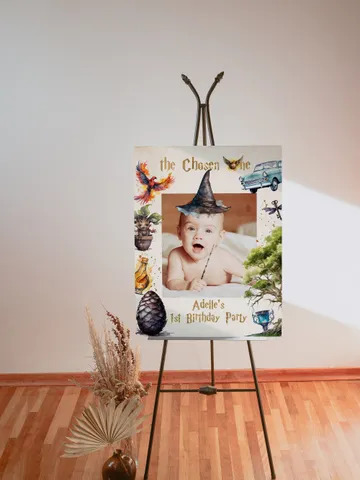 The Chosen One Birthday Party; Photo Banner Wizard Birthday Party; Magic School Birthday; Editable Wizarding World PhotoProp Banner; Wiz1320 $11.62