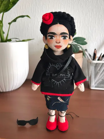 Special order, textile art doll inspired by Frida $170.00