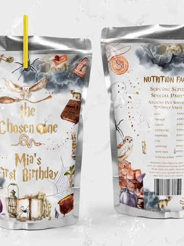 Wizard Juice Label Birthday Party; Magic School 1st Birthday; Editable Wizarding World Juice Label; Magical Party Decoration; a1 $10.45