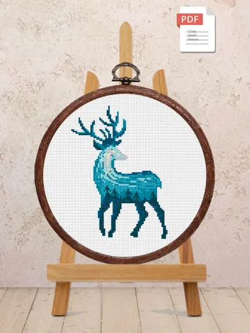 Deer Cross Stitch Pattern, Animal Cross Stitch, Embroidery Deer, Watercolor Deer Silhouette Cross Stitch, Modern Cross Stitch #anm020 $4.00