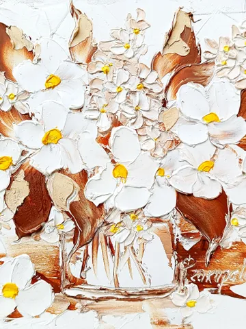 Daisie Painting Daisies Original Art Impasto Oil Painting spring fashion 6x6 painting Floral Small Painting by ArtProkopaloSv $47.00
