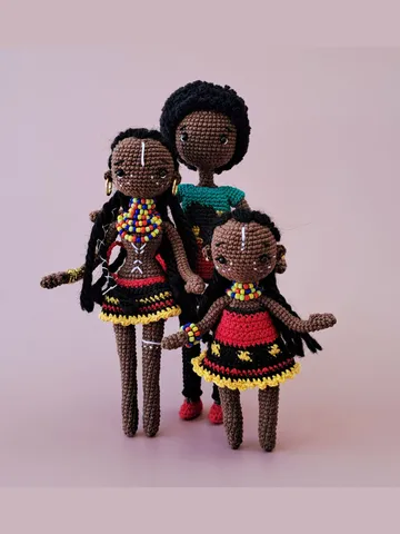 Set of 3 African Dolls, crochet african doll. African decor $119.00