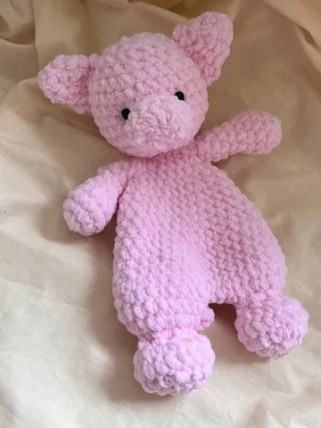 Crochet pig plushie pattern Kawaii piggy lovey pattern Cute baby snuggler pattern $5.00
