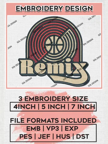 Rip City Remix NBA Basketball Team Logo Embroidery Designs, NBA G League Team Embroidery Files, Basketball Machine Embroidery Designs, NBA Rip City Remix Team Logo, Sport Machine Embroidery Design, Digital Download $5.99