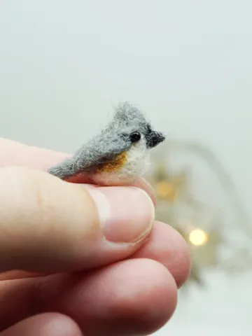 Tiny needle felted tufted titmouse, miniature bird, made to order $20.00