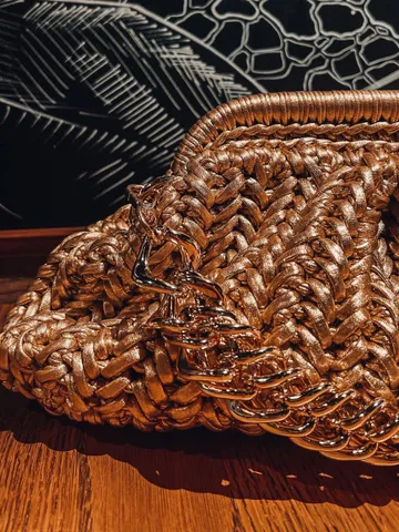 Dumpling vintage bag, gold claps, bridesmaid wedding clutch, crochet handbag, luxury gift $249.00