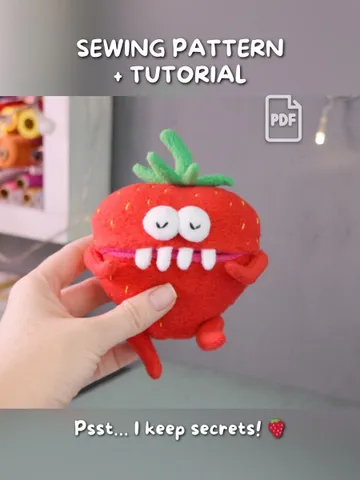 Fleece Plush Toy Pattern – Cute Strawberry Softie PDF $11.00
