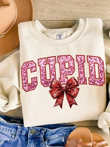 Valentines Coquette Bow,Faux Sequin Cupid Vibes Valentines Sublimation Design, Valentine’s Day Digital Design, Cupid PNG, trendy pink vday $3.34