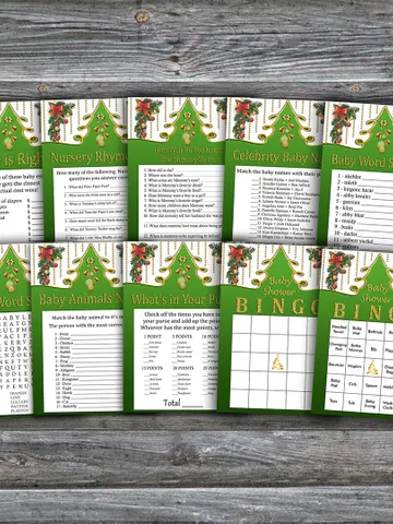 Christmas tree baby shower games bundle,Christmas tree Baby Shower games package,Fun Baby Shower Games,9 Printable Games $5.95