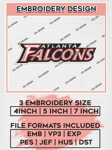 Atlanta Falcons Wordmark Logo Embroidery Design Files, NFL Falcons, NFL Embroidery Designs, NFL TAtlanta Falcons Machine Embroidery Design, Digital Download $6.99