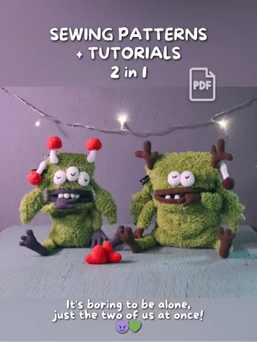 PDF Pattern Set Monster Bags – 2 Zipper Purse Sewing Tutorials with Step-by-Step Photos | Fleece Friends Patterns $23.00