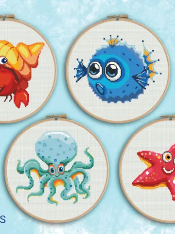 Sea Cross Stitch Patterns Bundle – Fish, Octopus, Star, Crab shell | Embroidery Pattern | Instant Download | Embroidery Designs $10.00