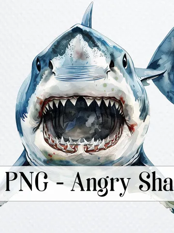 10 PNG Angry Shark Bundle, Watercolor White Shark Clipart, Printable Angry Shark images for sublimation, Paper craft, junk journal $2.64