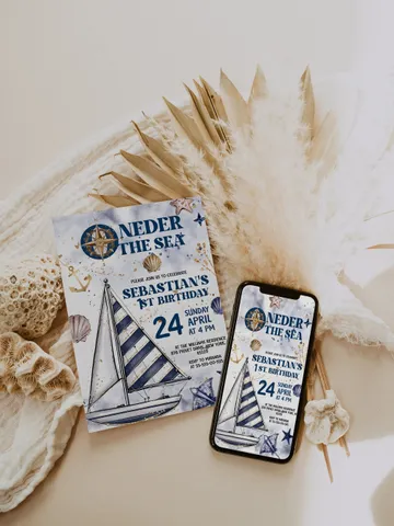 Editable ONEder the Sea First Birthday Invitation; Under the Sea Party; Ocean Party Birthday Template Instant Download; $12.78